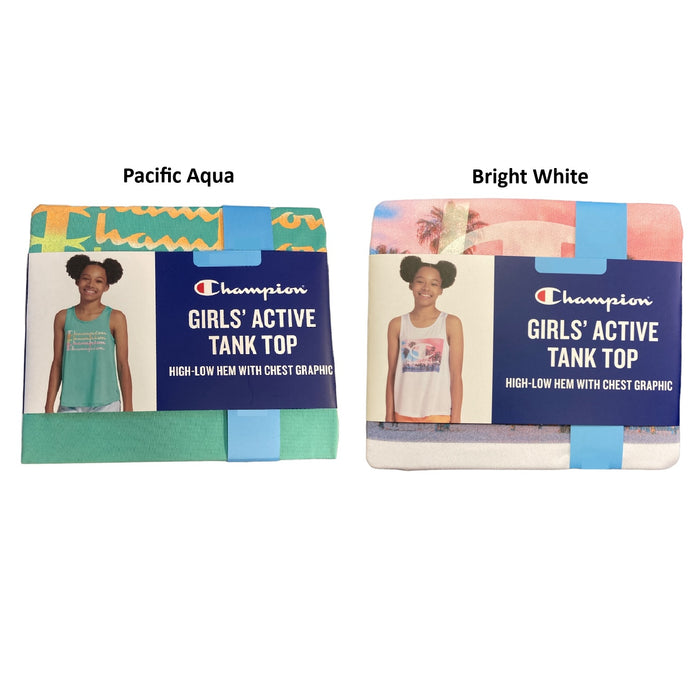 Champion Girl's Everyday Active Graphic Tank Top with High-Low Hem