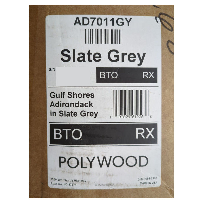 POLYWOOD Gulf Shores Adirondack Chair with Marine Grade Hardware, Slate Grey