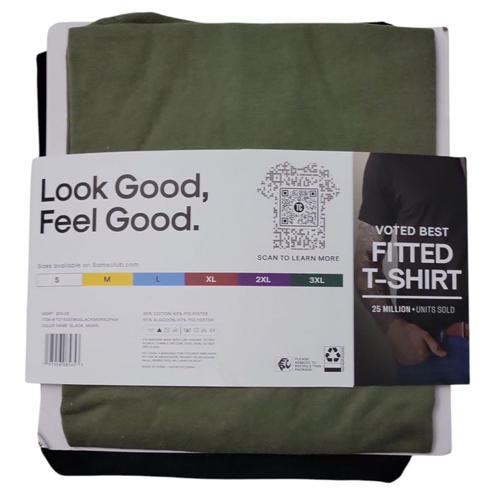 True Classic Men's Athletic Cut Crew Neck 2-Pack T-Shirt (Black/Army, S)