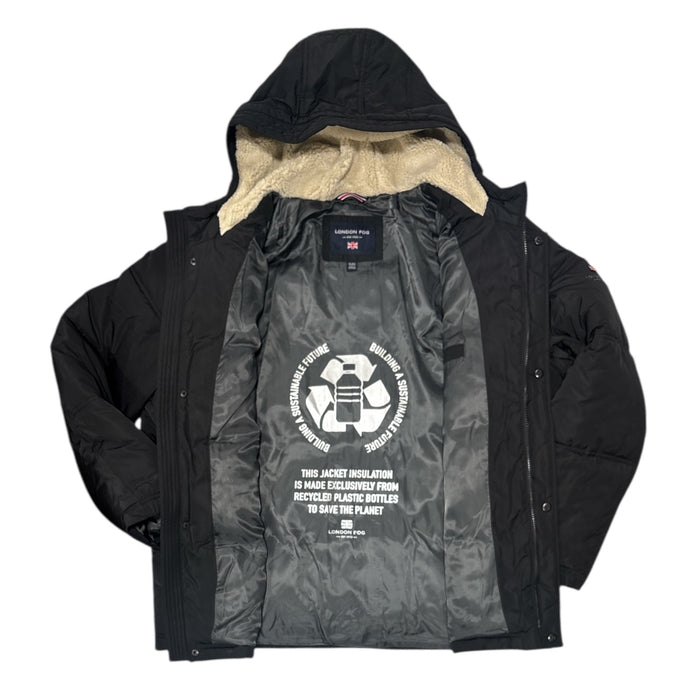 London Fog Men's Water Resistant Insulated Hooded Parka Coat w/ Pockets