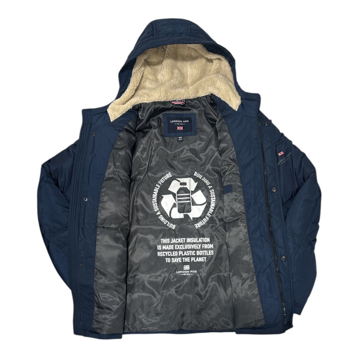 London Fog Men's Water Resistant Insulated Hooded Parka Coat w/ Pockets