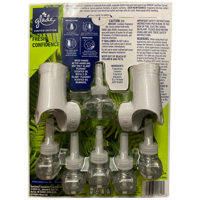 Glade Plug-Ins Scented Oil Set, 2 Warmers & 6 Refills, Fresh Confidence