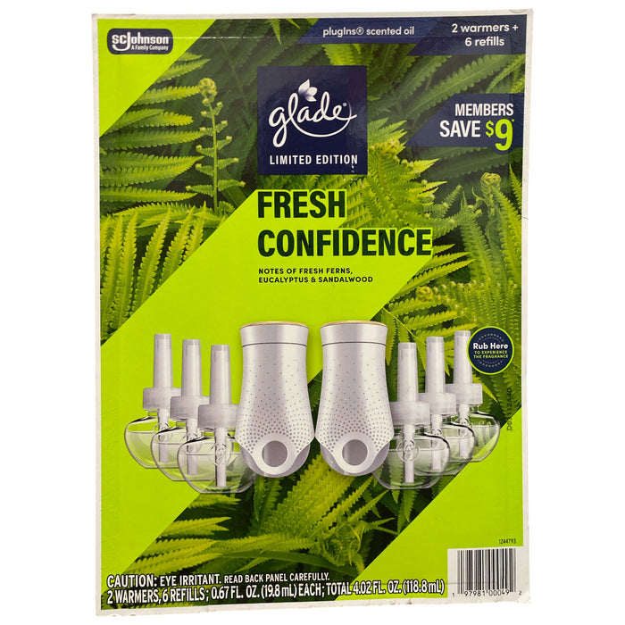 Glade Plug-Ins Scented Oil Set, 2 Warmers & 6 Refills, Fresh Confidence