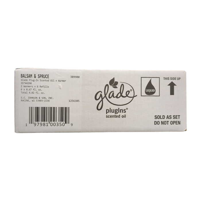 Glade Plug-Ins Scented Oil Set, 2 Warmers + 6 Refills, Balsam & Spruce