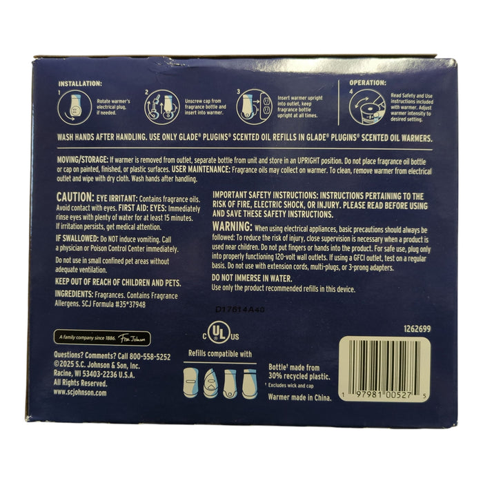 Glade Plugins Scented Oil, 9 Refills & 1 Warmer, Clean Linen