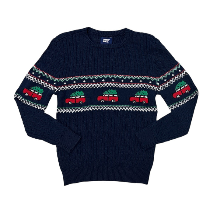 Lands' End Boys 100% Cotton Novelty Holiday Crew Neck Sweater