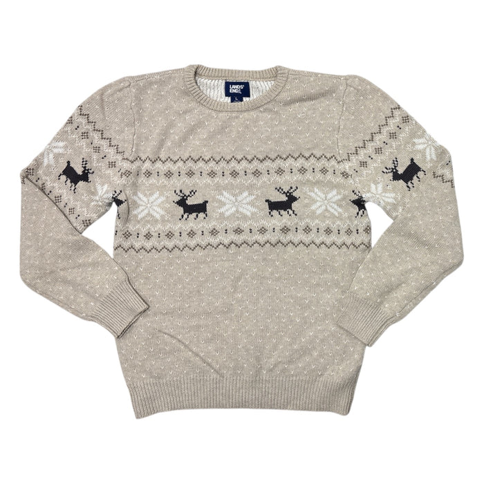 Lands' End Boys 100% Cotton Novelty Holiday Crew Neck Sweater