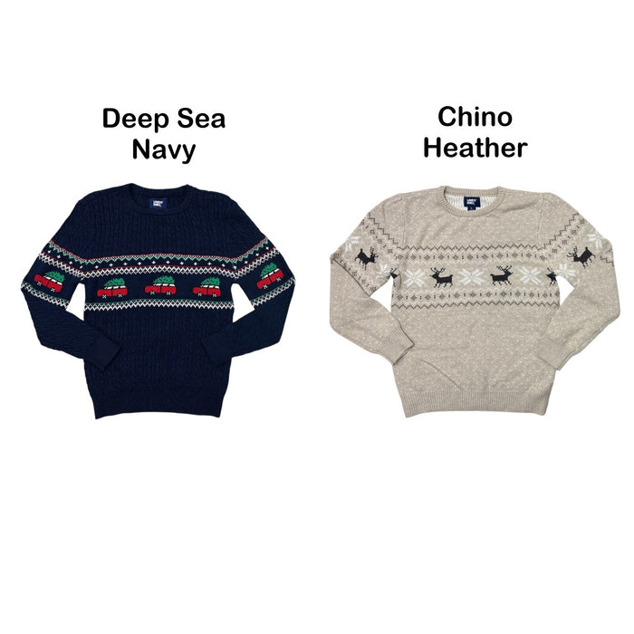 Lands' End Boys 100% Cotton Novelty Holiday Crew Neck Sweater