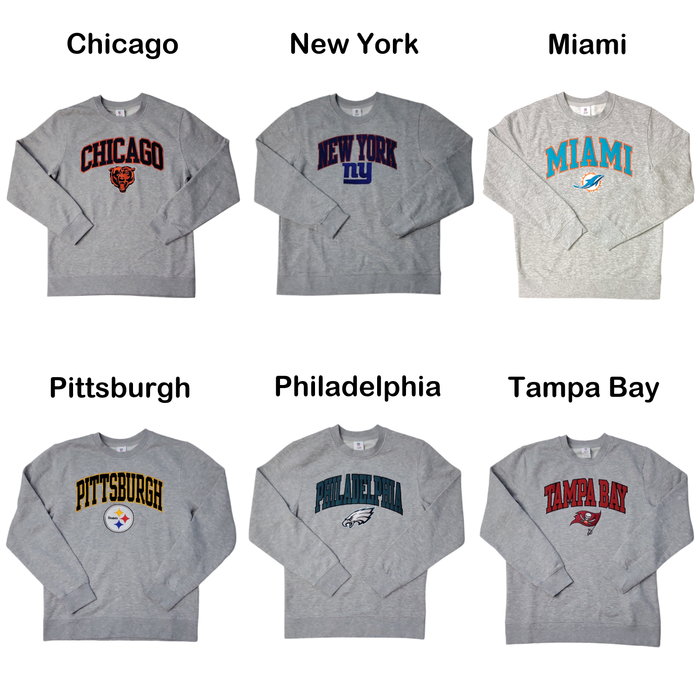 NFL Men Embroidery Soft Warm Ribbed Cuff & Hem Crewneck Sweatshirt