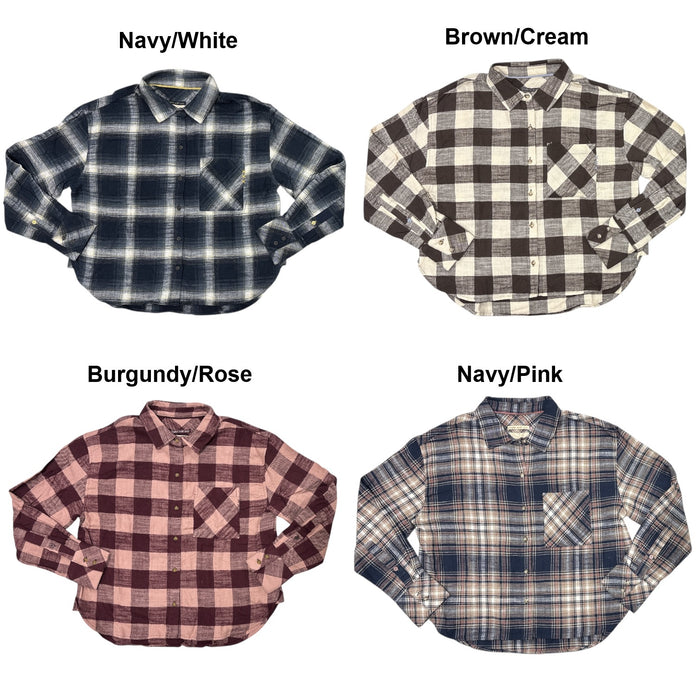 Scotch & Soda Women's Button Up Brushed Cotton Collared Flannel Top