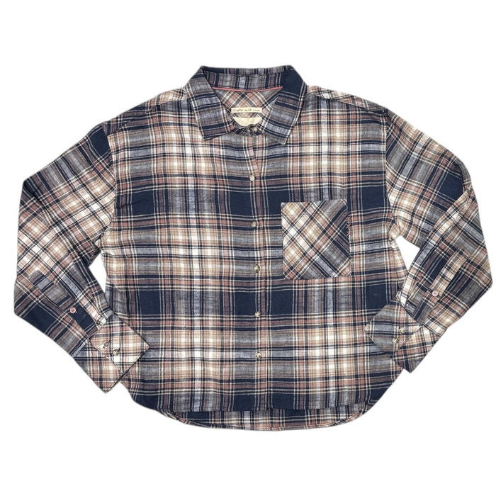 Scotch & Soda Women's Button Up Brushed Cotton Collared Flannel Top