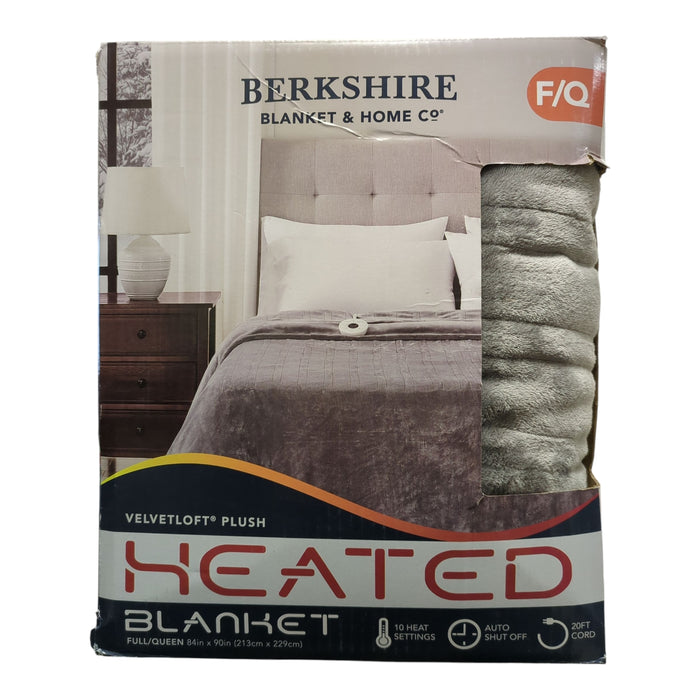 Berkshire Heated Blanket with 10 Settings & 2 Controllers, Grey, Full/Queen
