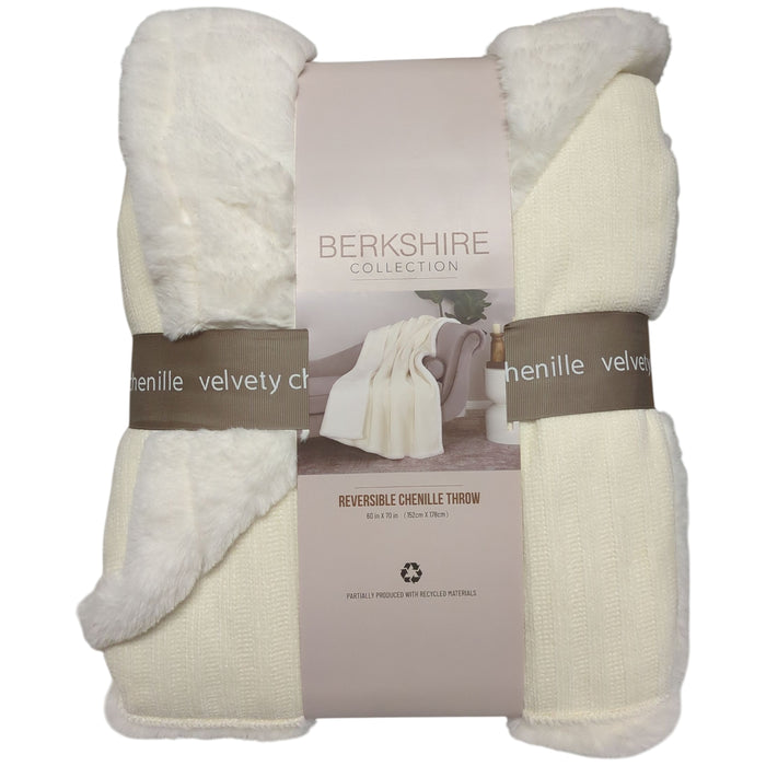 Berkshire Collection Luxury Cozy Chenille Reversible Throw, 60" x 70"