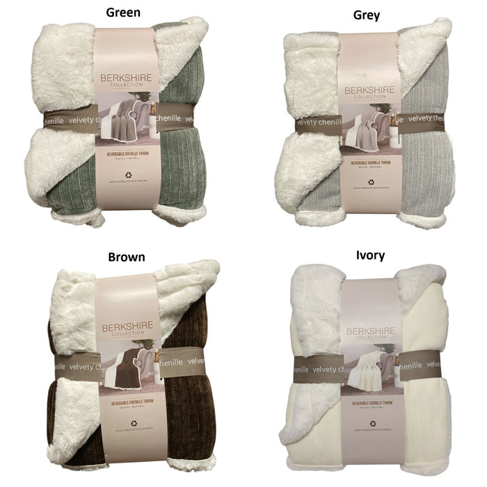 Berkshire Collection Luxury Cozy Chenille Reversible Throw, 60" x 70"