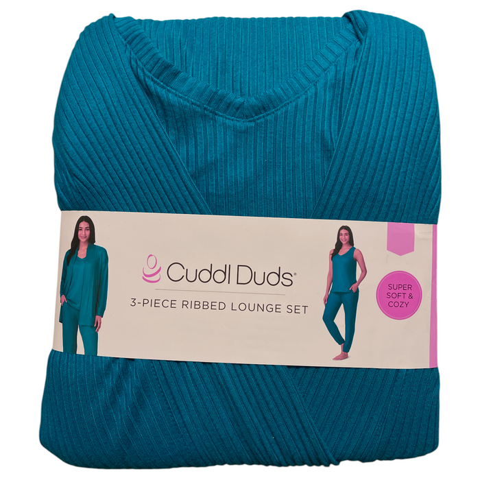 Cuddl Duds Women's 3-Piece Cardigan Jogger Tank Top Lounge Set