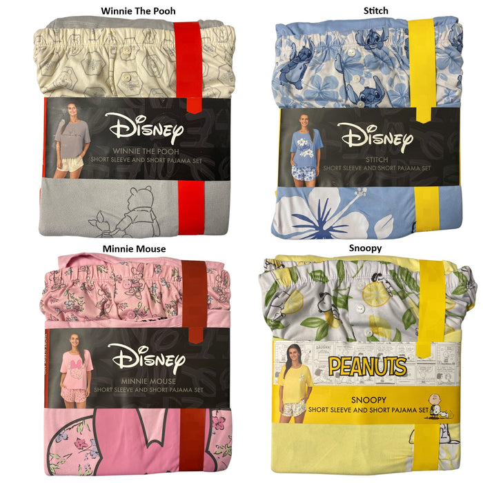 Character Womens Lightweight 2-Piece Short Sleeve and Short Pajama Set