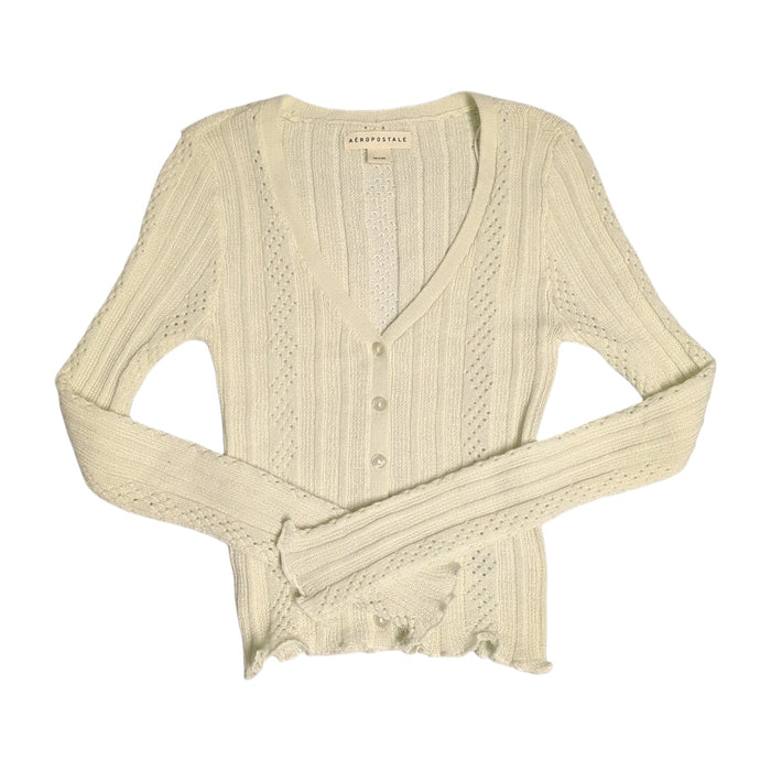 Aeropostale Women's Lightweight Slim Fit V-Neck Cropped Button-Up Cardigan