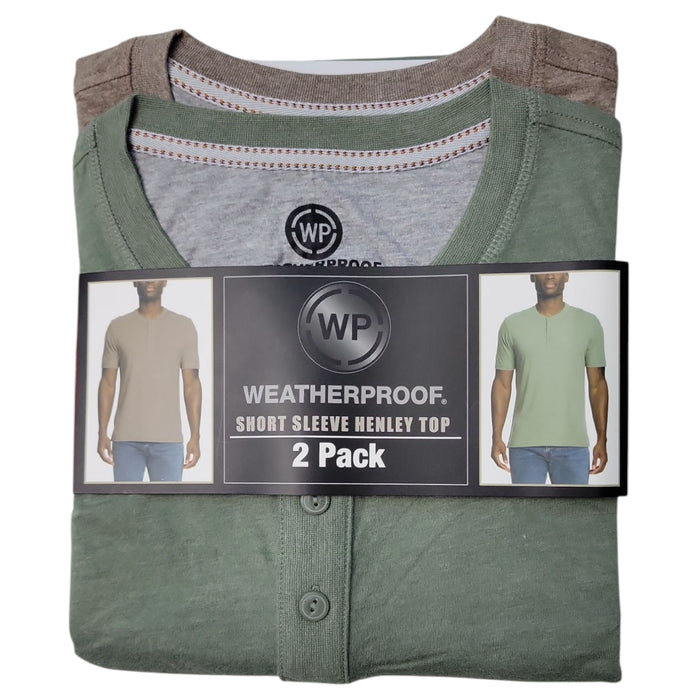 WP Weatherproof Men's 2 Pack Soft Short Sleeve Henley