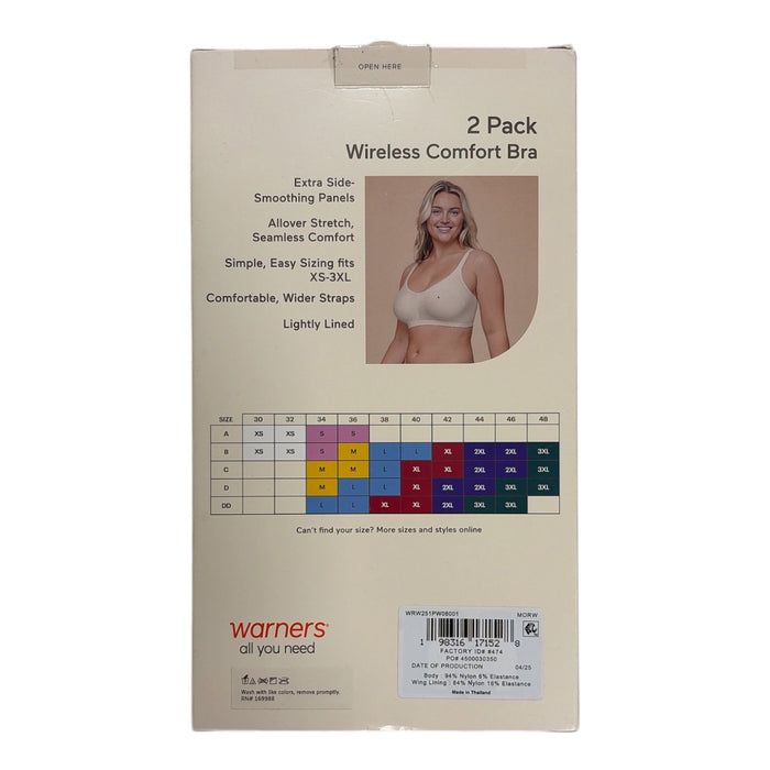 Warners Women's 2-Pack Wireless Lightly Lined Seamless Bra