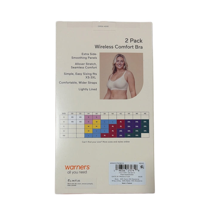 Warners Women's 2-Pack Wireless Lightly Lined Seamless Bra