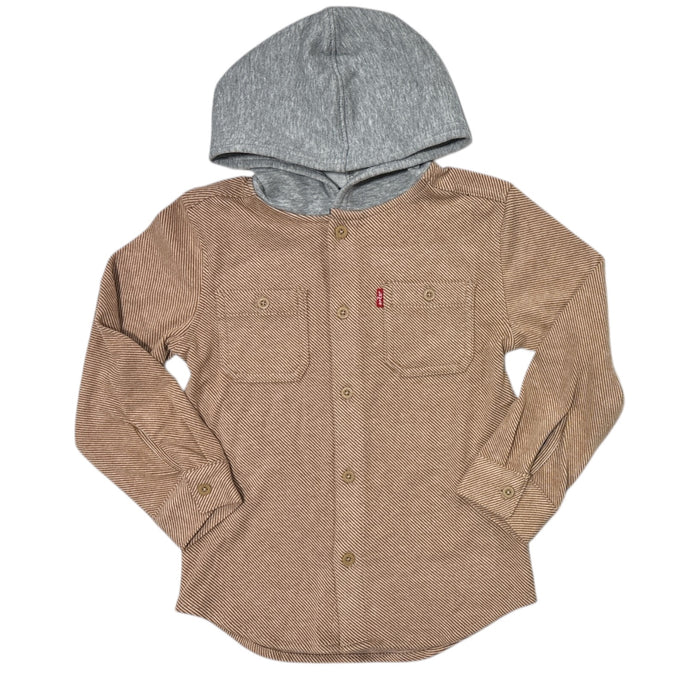 Levi's Boys Warm Regular Fit Button Up Flannel Hooded Overshirt