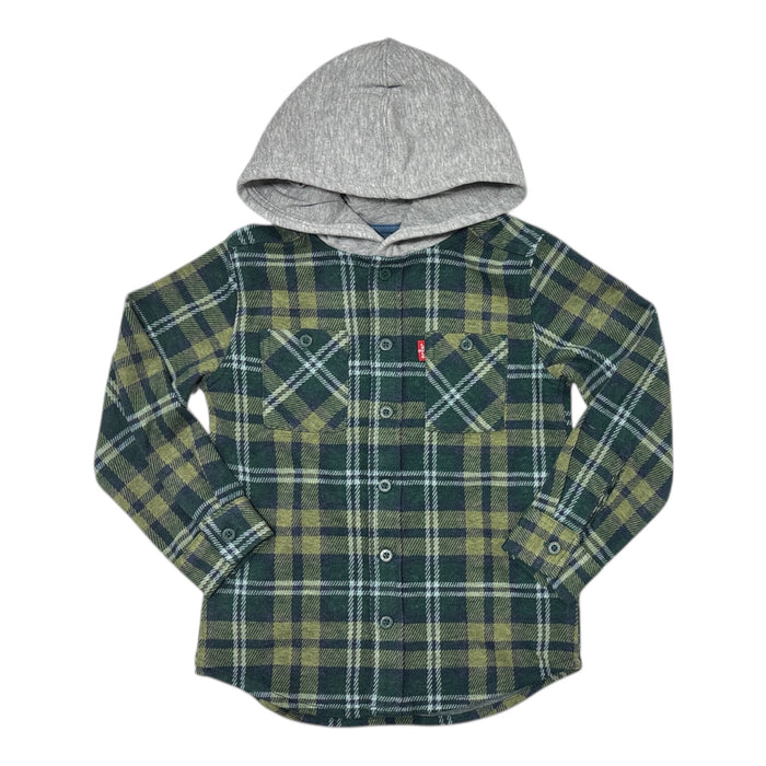 Levi's Boys Warm Regular Fit Button Up Flannel Hooded Overshirt