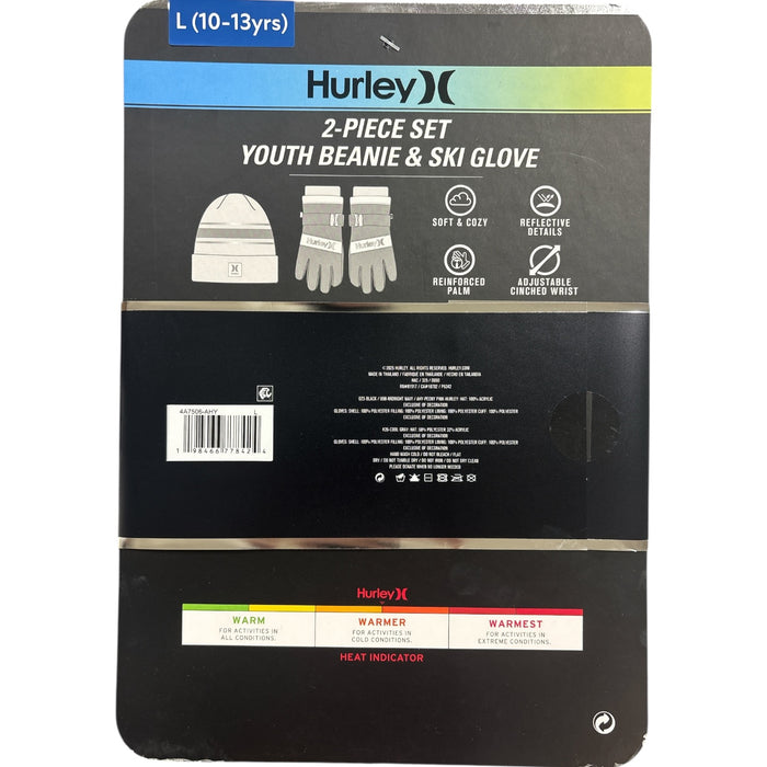 Hurley Kids 2 Piece Youth Cold Weather Knitted Beanie & Ski Glove Set