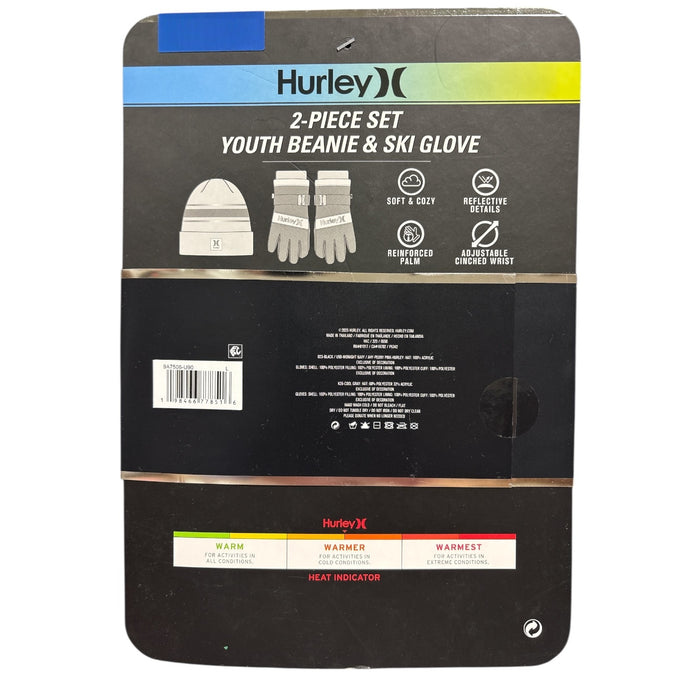 Hurley Kids 2 Piece Youth Cold Weather Knitted Beanie & Ski Glove Set
