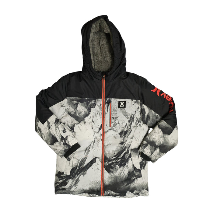 Hurley Boys Sherpa Lined Water-Resistant Snow Jacket with Powder Skirt