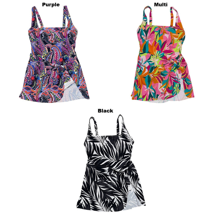 Anne Cole Women's UPF 50 4-Way Stretch Wrap Tie Swim Dress