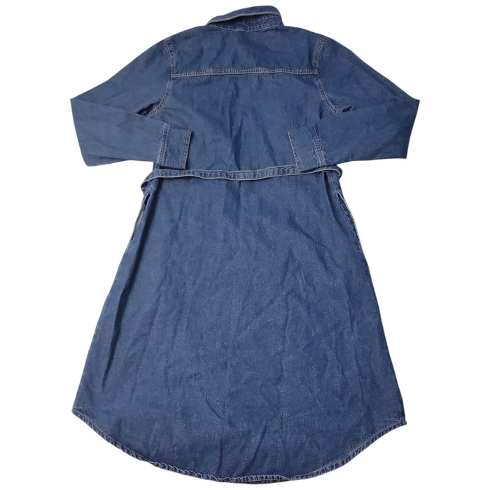 Frye Women's Denim Tie Belt Midi Button Front Dress