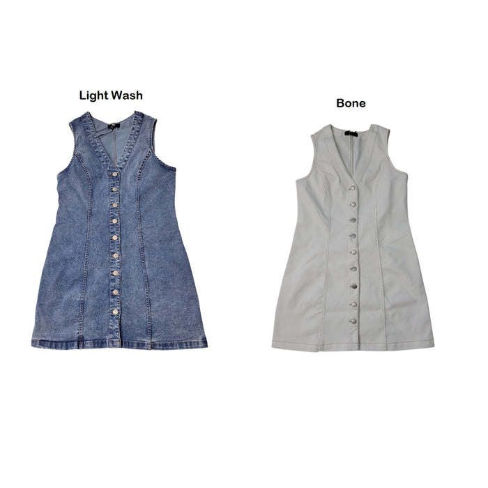 Frye Women's Sleeveless Stretch Denim V-Neck Mini Dress