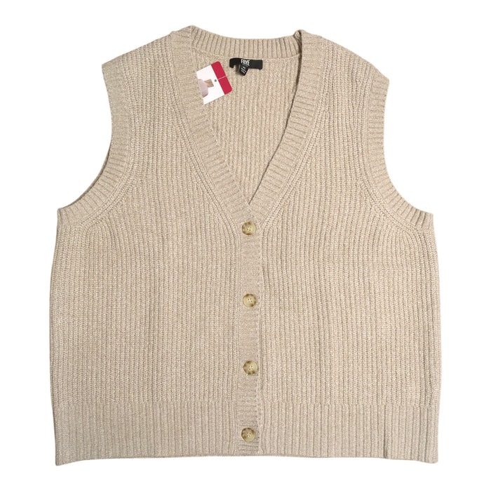 Frye Women's V-Neck Button-Up Ribbed Hem Sweater Vest