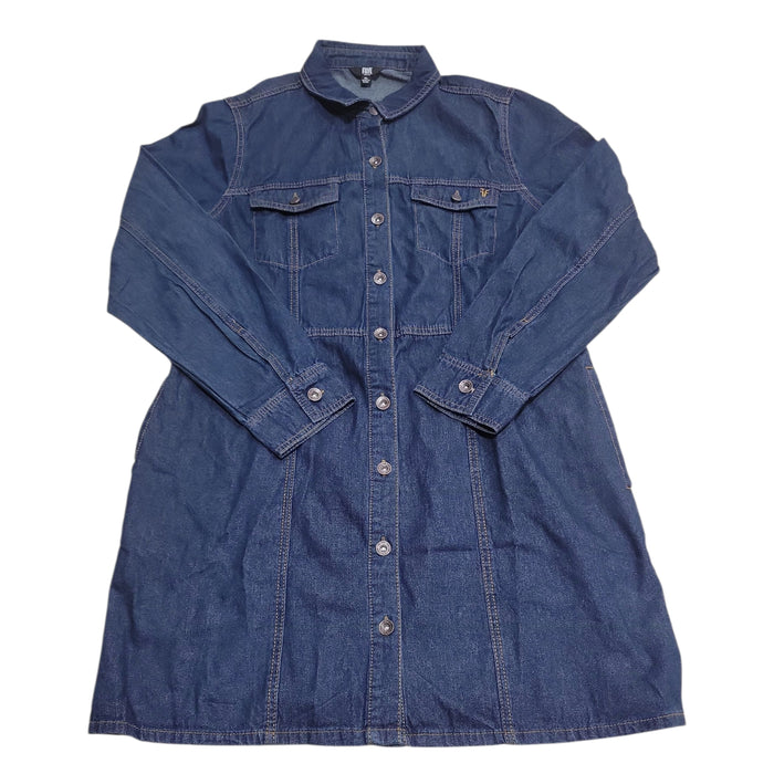 Frye Women's 100% Cotton Form Fitting Buttons Pockets Mini Denim Dress