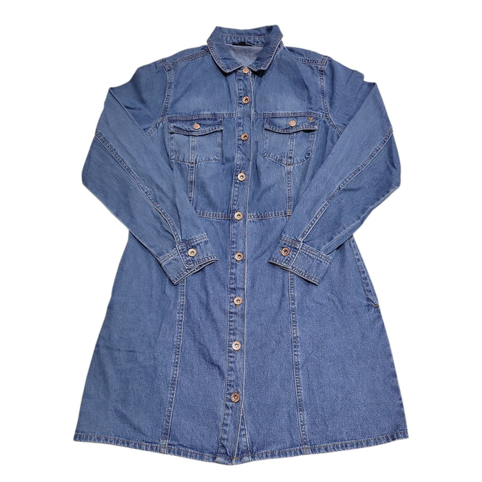 Frye Women's 100% Cotton Form Fitting Buttons Pockets Mini Denim Dress