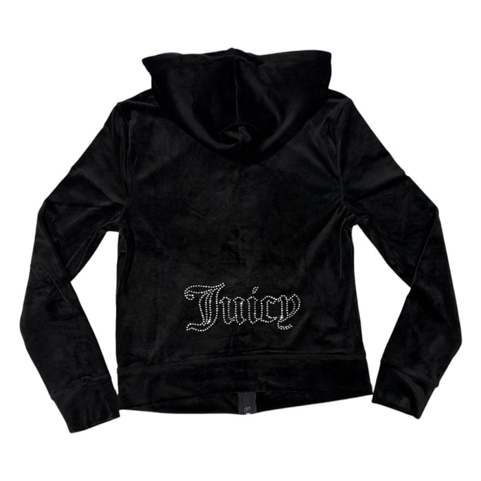 Juicy Couture Women's Rhinestone Logo Hooded Full Zip Velour Jacket