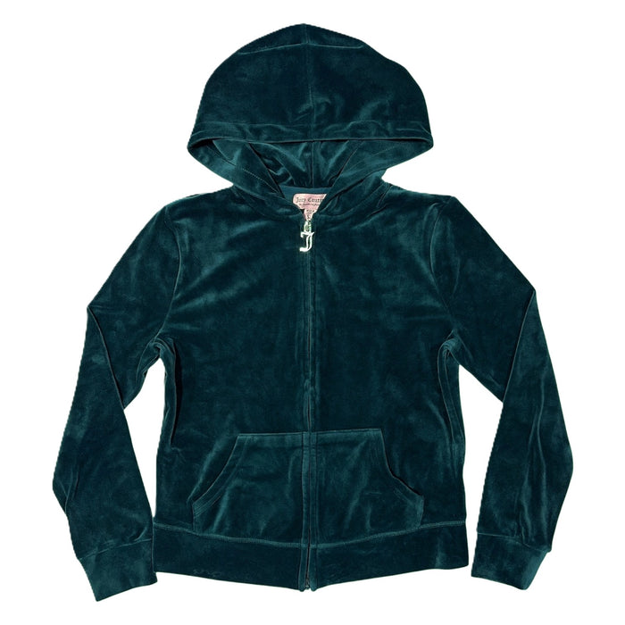 Juicy Couture Women's Rhinestone Logo Hooded Full Zip Velour Jacket