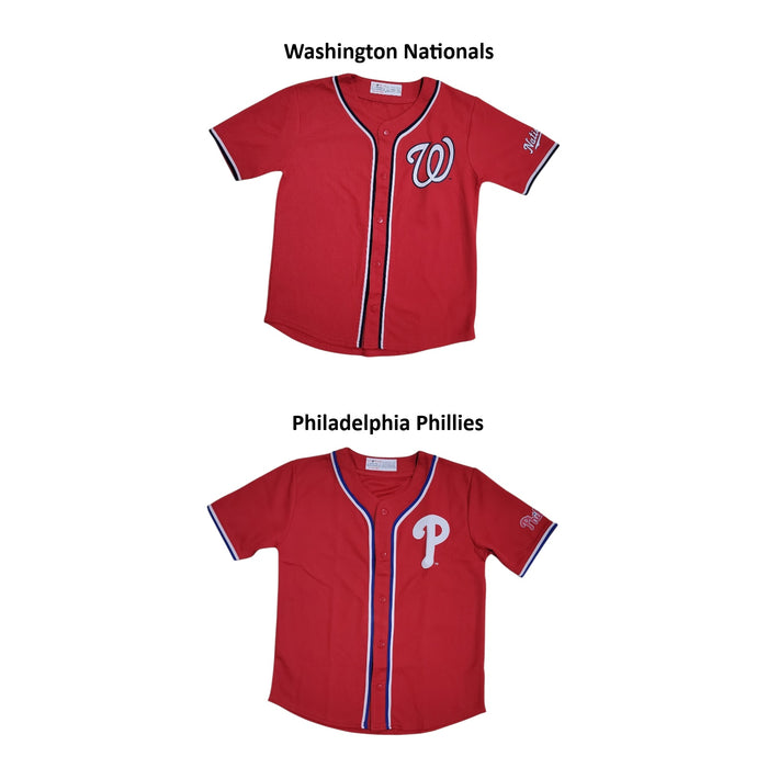 MLB Unisex Youth Easy Care Button Closure Short Sleeve Jersey