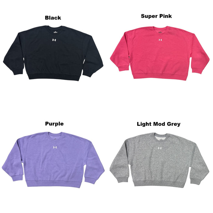 Under Armour Girls Soft Rival Fleece Oversized Pullover Crew Sweatshirt