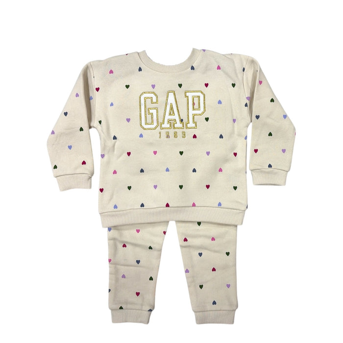 GAP Toddler Girls 2-Piece Logo Fleece Sweatshirt & Jogger Pant Set