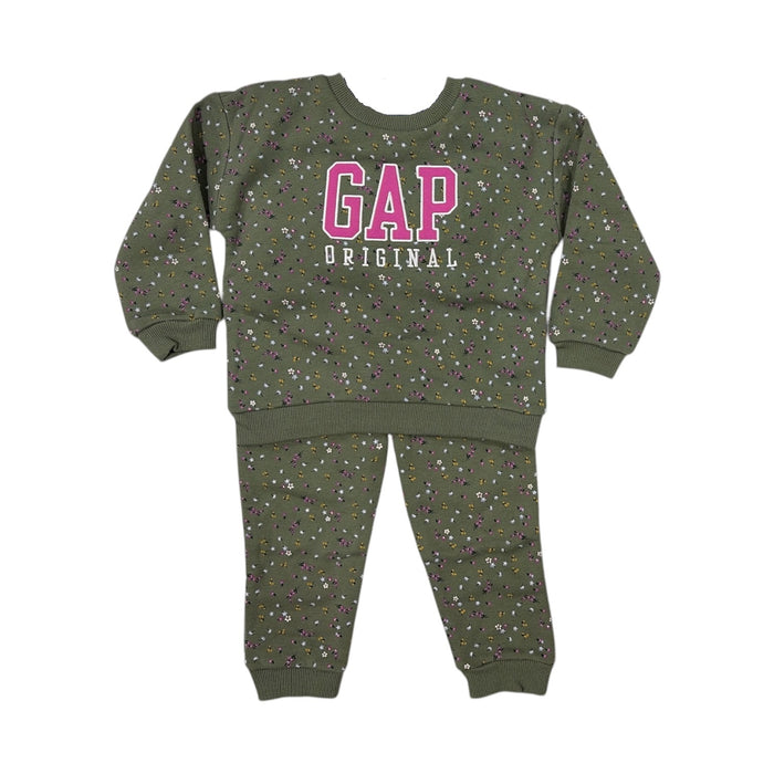 GAP Toddler Girls 2-Piece Logo Fleece Sweatshirt & Jogger Pant Set