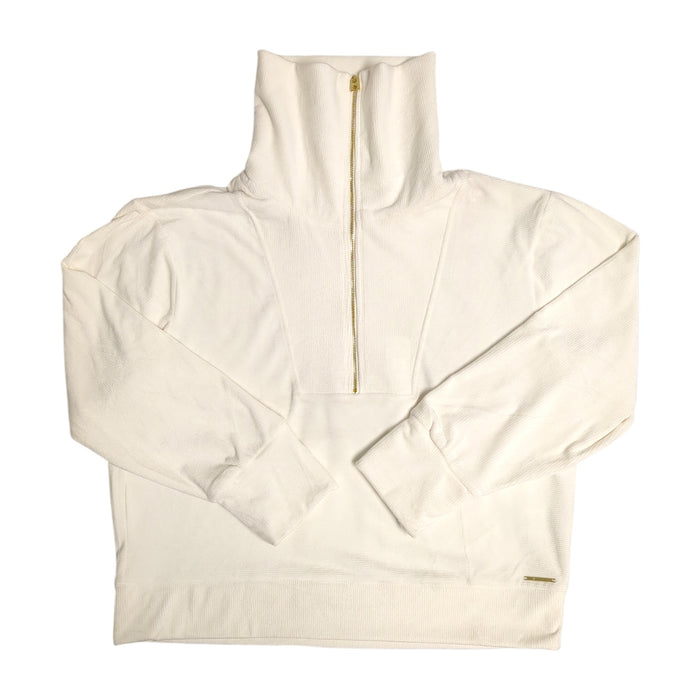 Halston Women's Soft Velour Quarter-Zip Funnel Neck Pullover