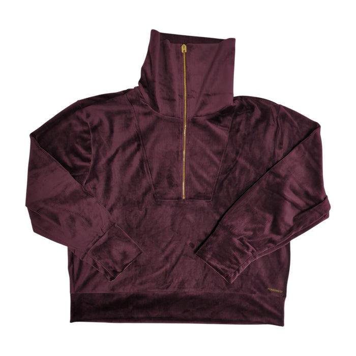 Halston Women's Soft Velour Quarter-Zip Funnel Neck Pullover