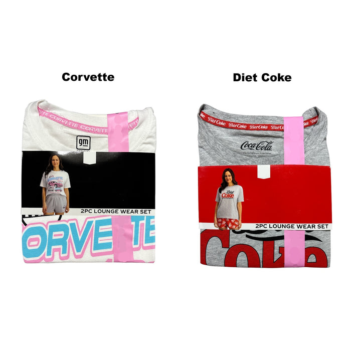 Licensed Women's Short Sleeve T-Shirt and Boxer Short 2 Piece Pajama Set