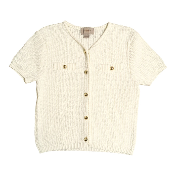 French Connection Women's Short Sleeve Textured Knitted Cardigan Sweater