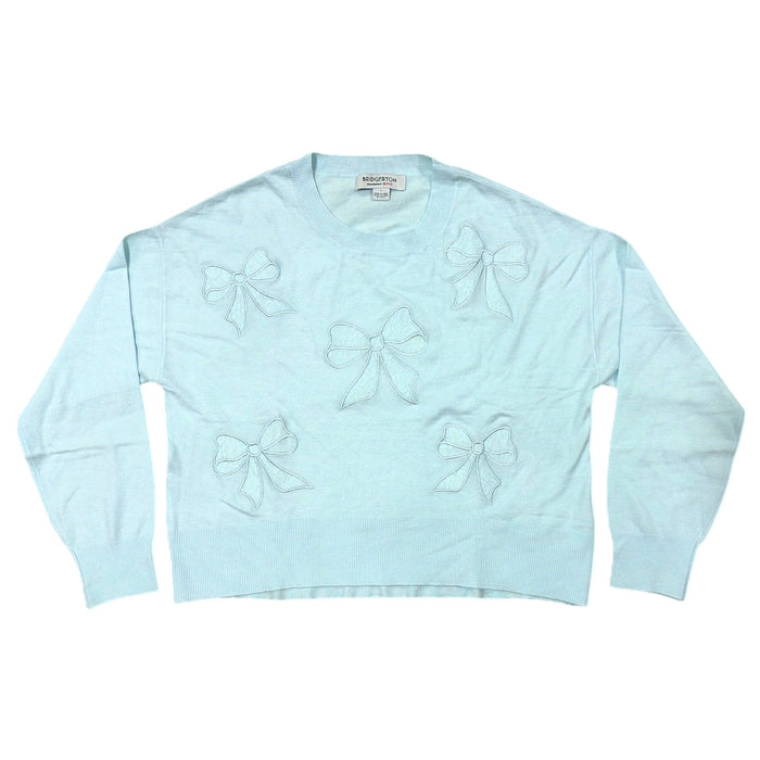 Bridgerton Women's Lace Bow Lightweight Regular Fit Crew Neck Sweater