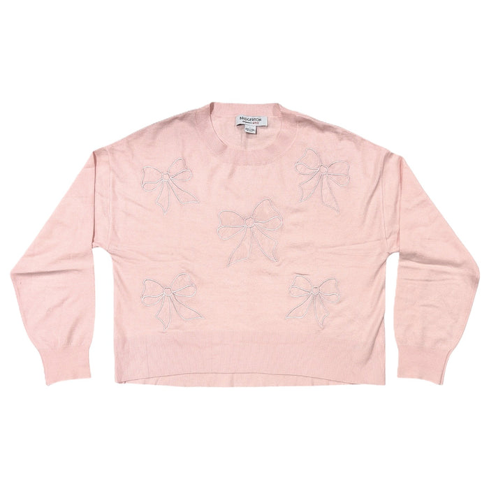 Bridgerton Women's Lace Bow Lightweight Regular Fit Crew Neck Sweater
