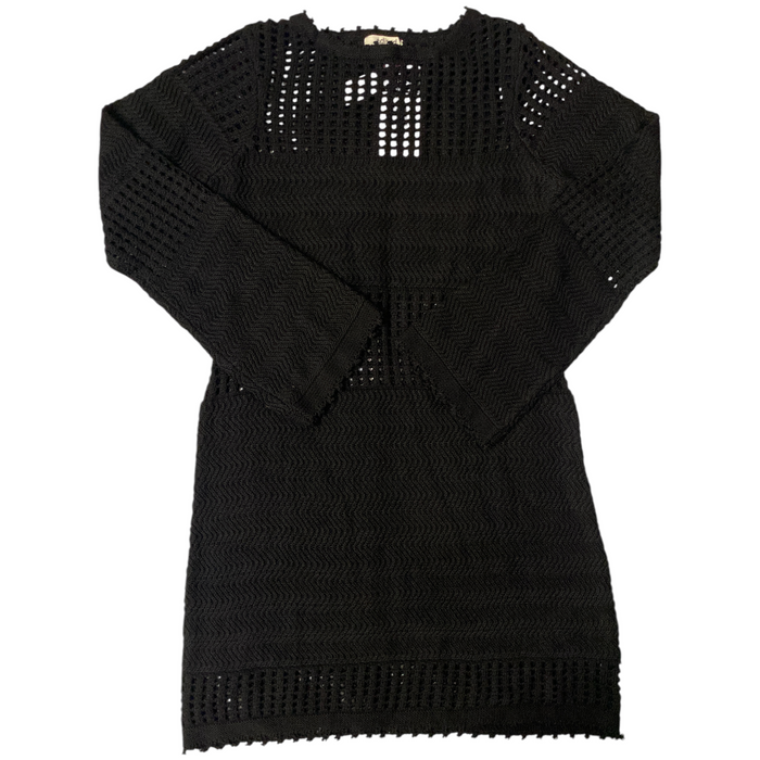 Edited By Remi Bader Long Sleeve Slim-Fit Crochet Mini Dress, Plus Size