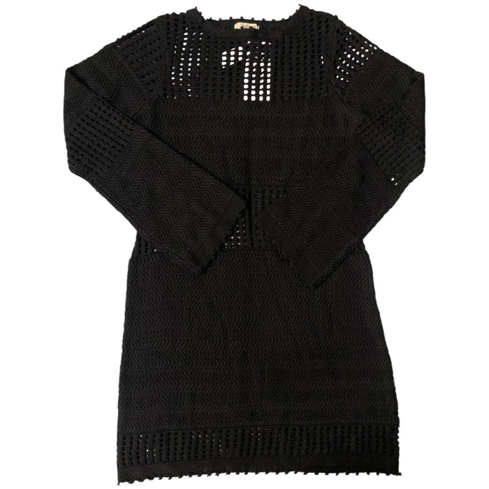 Edited By Remi Bader Long Sleeve Slim-Fit Crochet Mini Dress, Plus Size