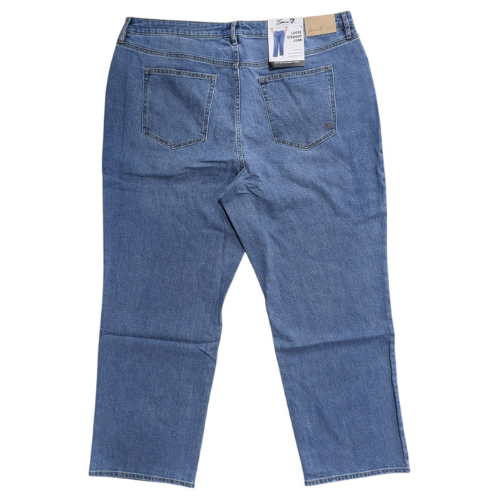 Seven7 Women's Plus High Rise Fitted Waist Loose Fit 5 Pocket Straight Jean